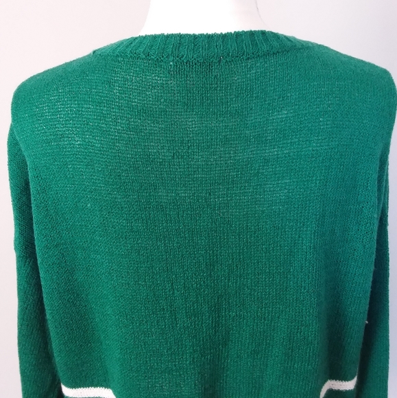 SO Green Knit Sweater with White Stripes. - Picture 8 of 11